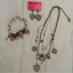 Betsey Johnson Heart & Bows Jewelry Set